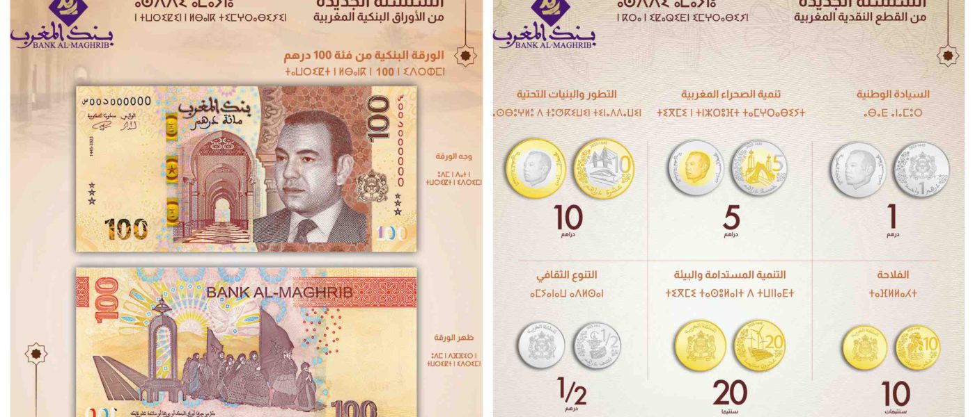 Maroc nouveaux billets 20, 50, 100 et 200 dirhams nouvelles pièces