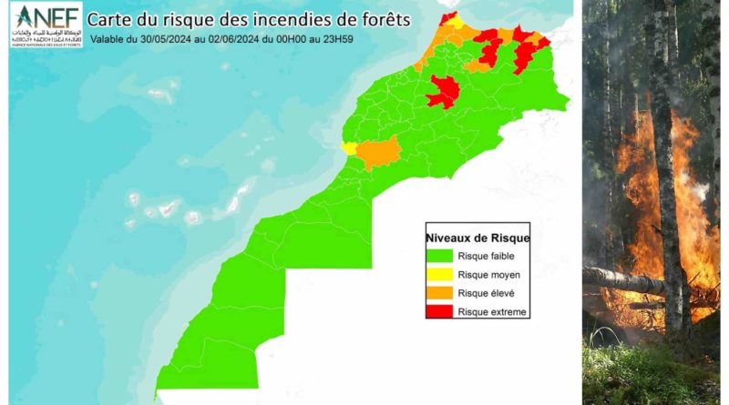 ANEF Agence Nationale des Eaux et Forêts Maroc carte risque incendies feux feu forêt
