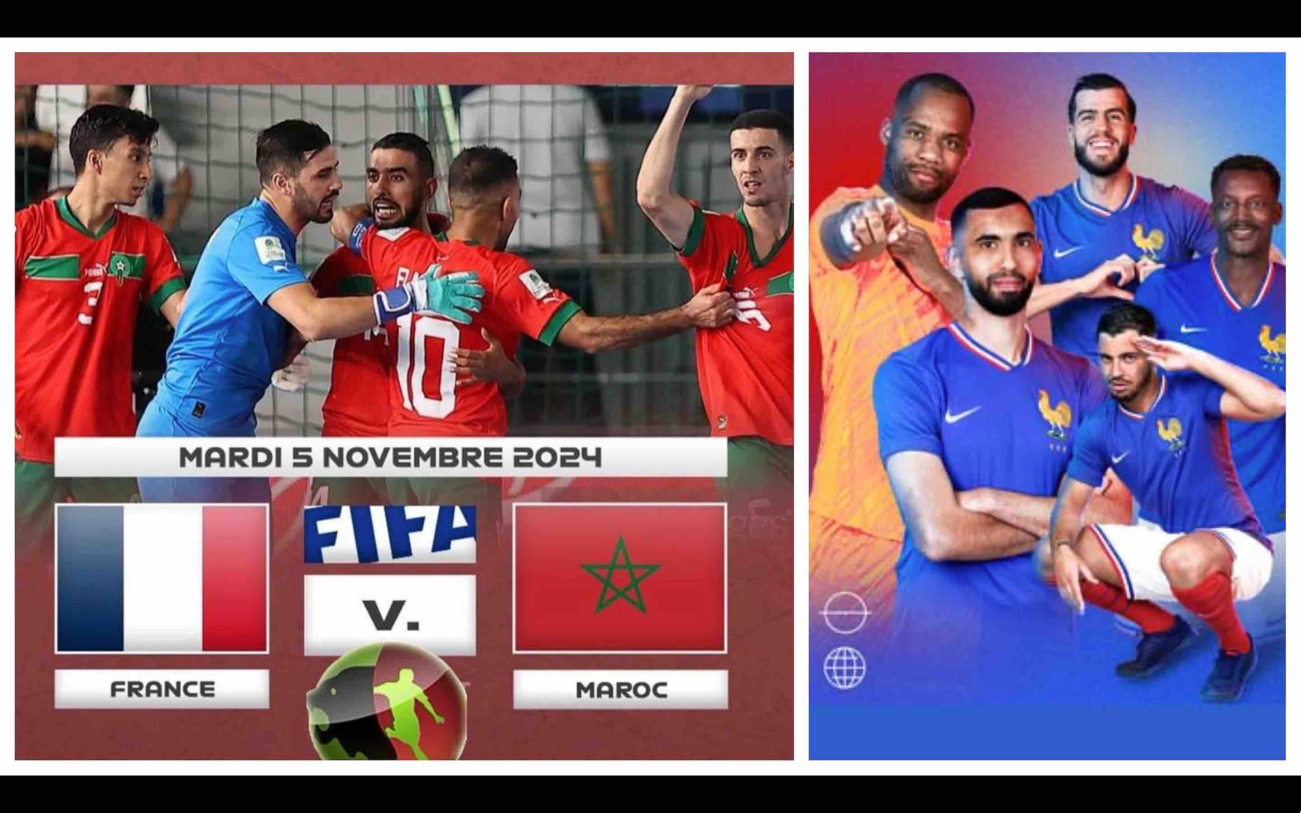 Vidéo direct live match amical Maroc France Morocco futsal